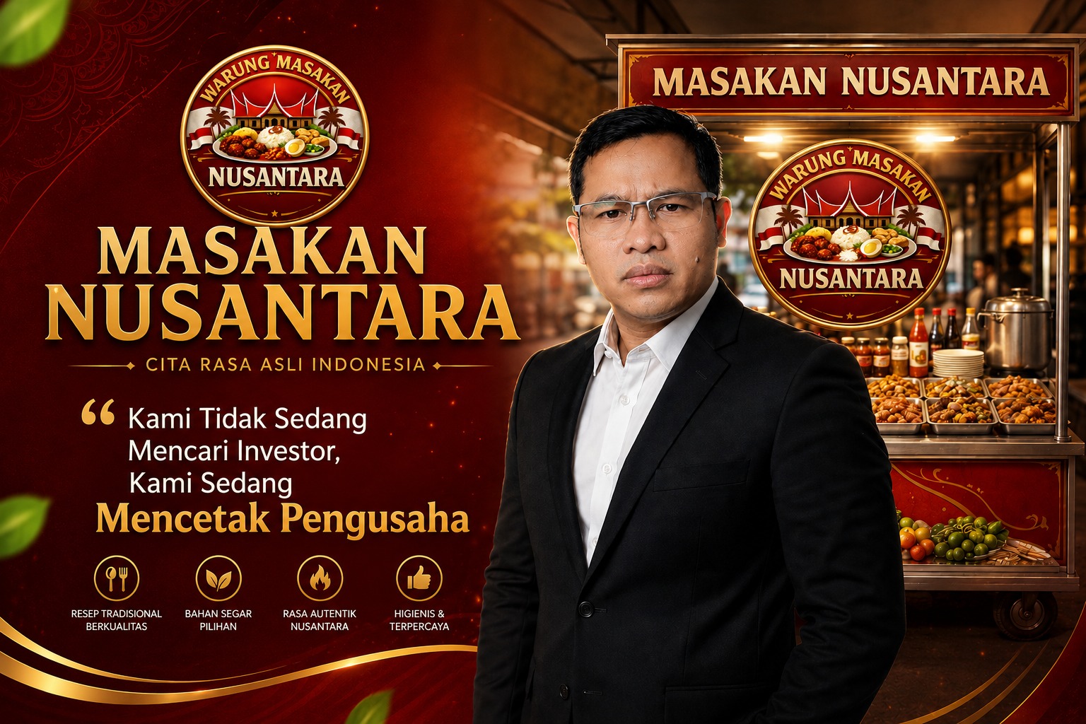 Ketua Umum HIPNUSA menyampaikan visi Program Masakan Nusantara sebagai gerakan ekonomi berbasis gotong royong untuk mencetak pengusaha mandiri, membangun ekosistem usaha yang kuat, dan memperkuat kemandirian ekonomi Indonesia.