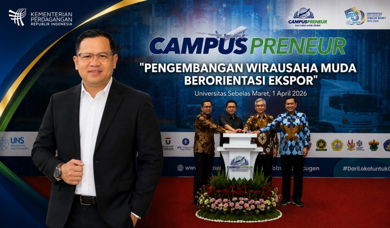 Ketua Umum HIPNUSA M. Aditya Prabowo dalam kolase Program Campuspreneur di Universitas Sebelas Maret