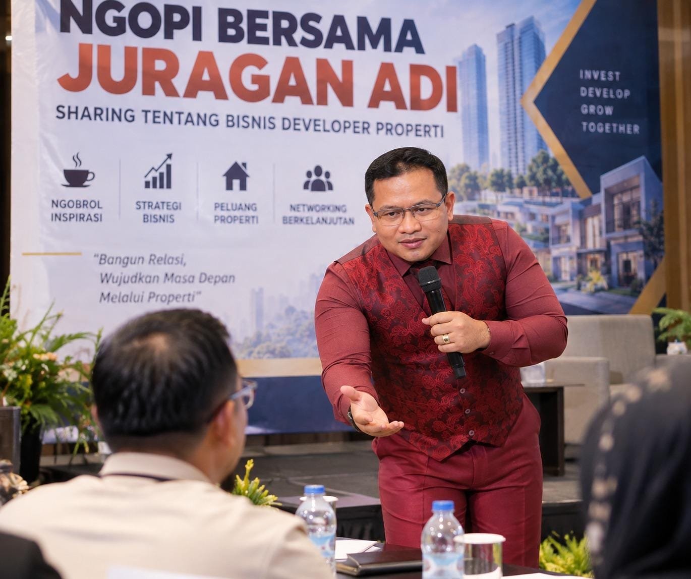 Juragan Adi menjadi narasumber NGOPI Ngobrolin Properti di Yogyakarta membahas bisnis properti, investasi, developer, dan peluang kolaborasi.